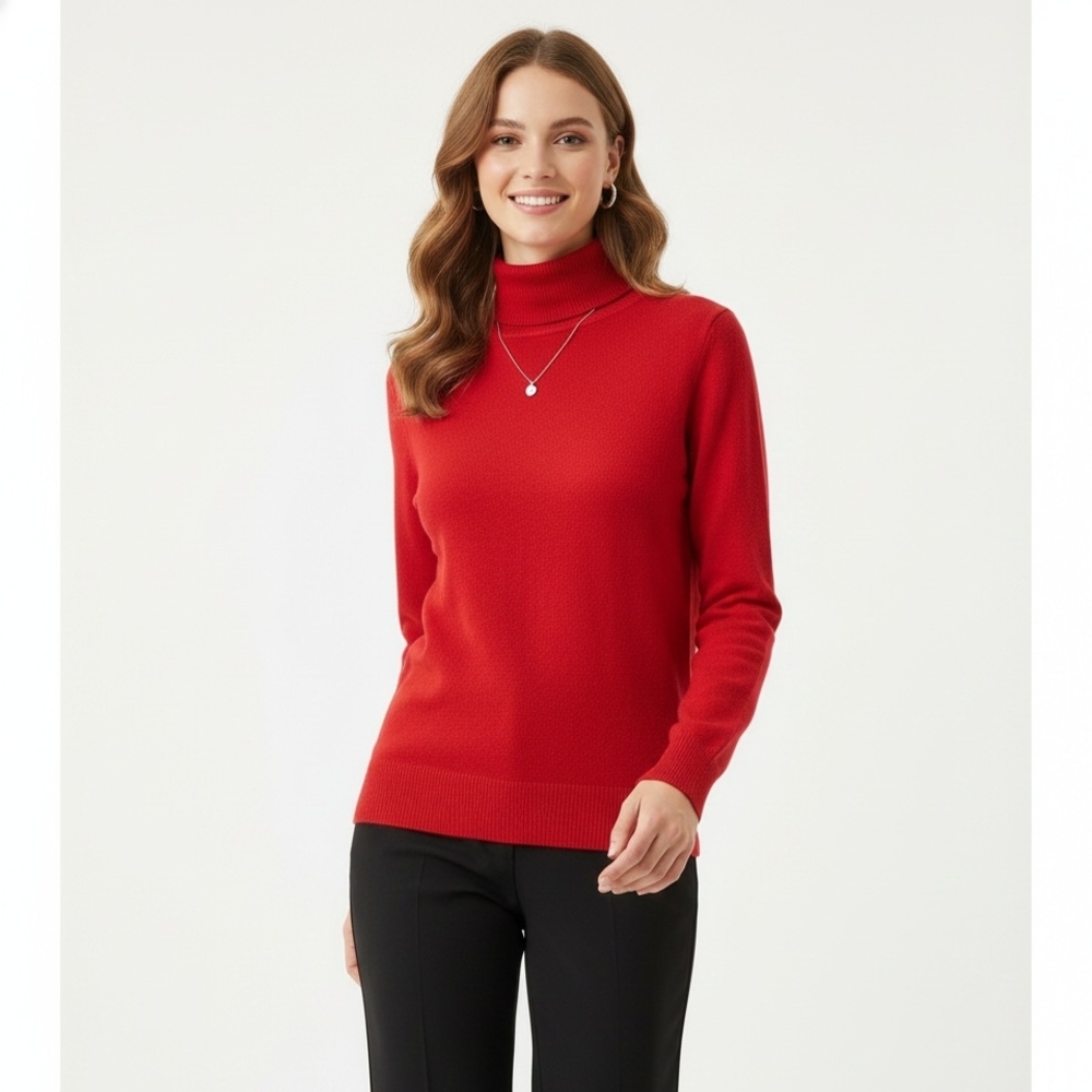 Banana Republic Red Merino Wool Blend Turtleneck Sweater - Small